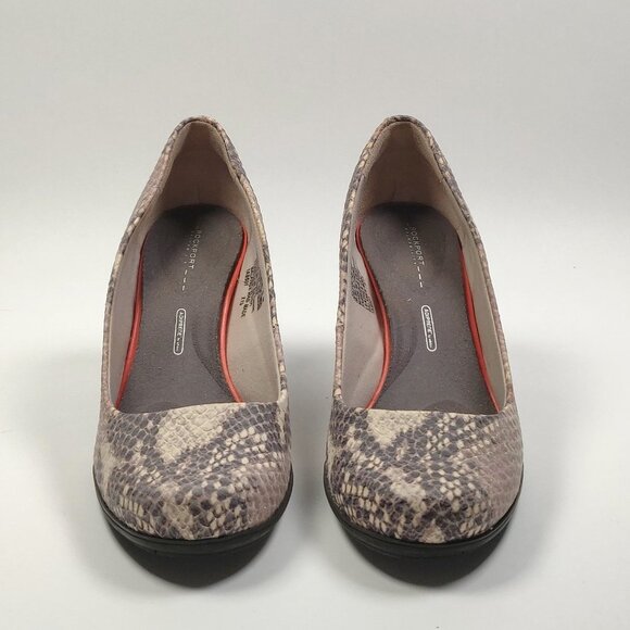 Rockport Women's Total Motion Pump Block Heel in Python Snakeskin Leather - Picture 2 of 15